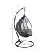 Кресло-качалка DROPLET 120x120xH200см, плетение из черного пластика, серые подушки