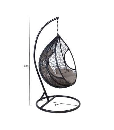 Ripptool DROPLET must 120x120xH200cm, alumiiniumraam, plastikpunutis