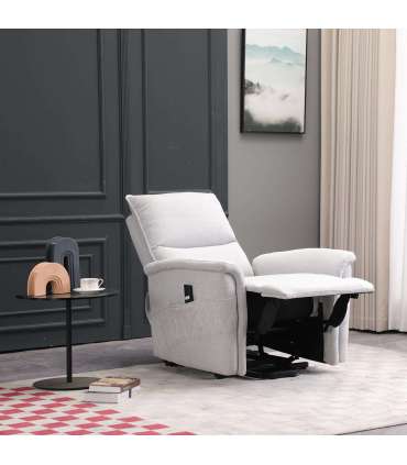 Tugitool GIANNI elektriline lift recliner 85x86xH106cm, hallikasvalge