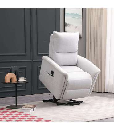 Tugitool GIANNI elektriline lift recliner 85x86xH106cm, hallikasvalge