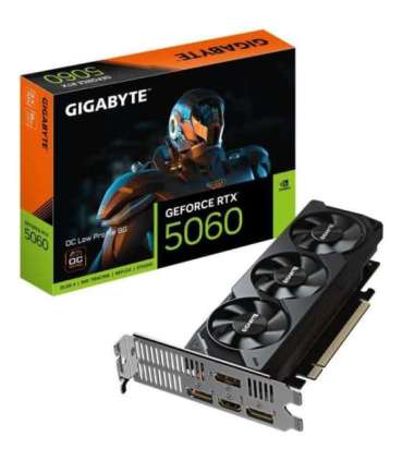 GIGABYTE GeForce RTX 5060 OC Low Profile 8G Graphics Card - 8GB GDDR7, 128bit, PCI-E 5.0, 2512 MHz Core Clock, 3 x