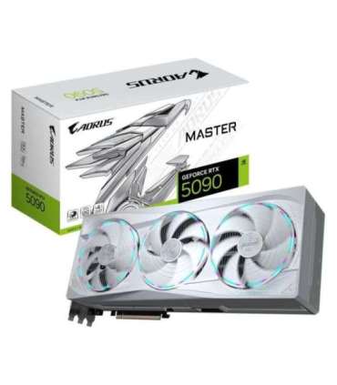 GIGABYTE AORUS GeForce RTX 5090 MASTER ICE 32G Graphics Card - 32GB GDDR7, 512bit, PCI-E 5.0, 2655MHz Core Clock, 3 x DP