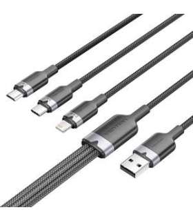 USB 2.0 A male to 3-in-1 USB-C, Lightning and Micro-B male cable Vention 3A CTPBG 1.5m