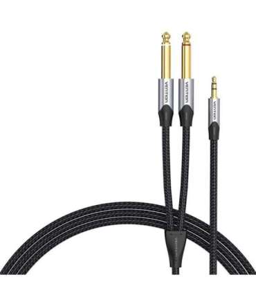 Audio cable mini jack 3.5mm to 2x jack 6.35mm male Vention BARHK 8m