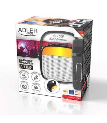 Adler AD 1199 black Karaoke speaker with microphone - SD/USB/AUX/Bluetooth