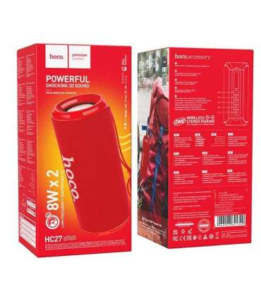 HOCO HC27 Soundful Portable speaker Blutooth/ FM/ TF card/ USB memory stick/ AUX 2 x 8 W Red