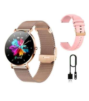 Manta Alexa women's smartwatch gold + pink strap