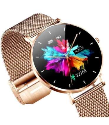 Manta Alexa women's smartwatch gold + pink strap