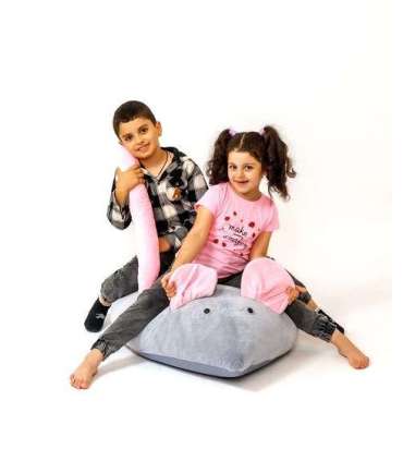 Sako bag pouffe Mouse grey-pink L 110 x 80 cm