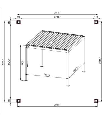 Varikatus MIRADOR-80 3x3m, tumehall