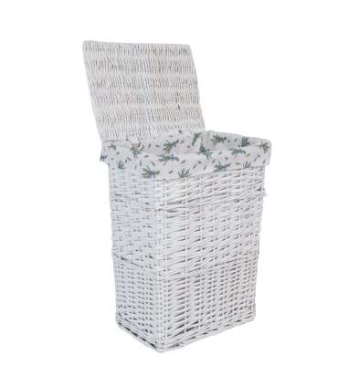 Pesukorv MAX-2, 38x27xH52cm, valge punutis, lilleline kangas