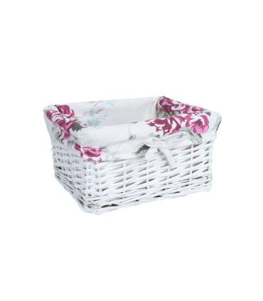 Korv MAX-5, 24x18xH12cm, valge punutis, lilleline kangas