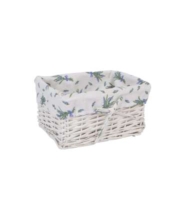 Korv MAX-5, 24x18xH12cm, valge punutis, lilleline kangas