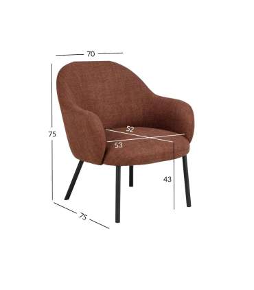 Tugitool SPENCER terrakota, 70x75xH75cm