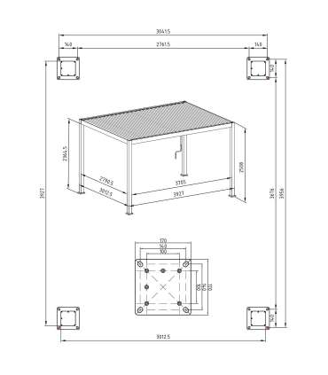 Varikatus MIRADOR-111 3x4m textilene seintega, tumehall