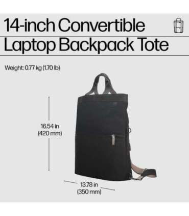 HP 14 Backpack Tote - 18 Liter Capacity, 4-way Convertible (backpack/tote/bag/handbag w/shoulder strap included), RFID Pocket, E