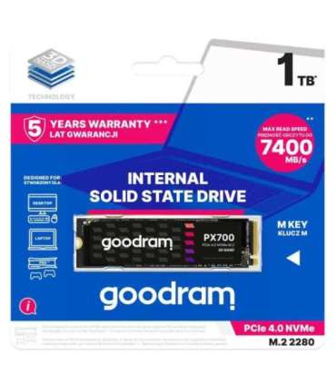 Goodram PX700 SSD SSDPR-PX700-01T-80 internal solid state drive M.2 1 TB PCI Express 4.0 NVMe 3D NAND