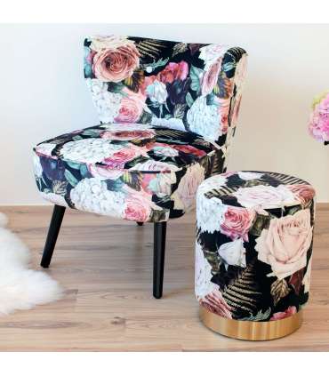 Кресло LA PERLA 63x73xH76см, материал покрытия: бархатная ткань, цвет: цветистый