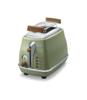 DELONGHI Icona Vintage Toaster CTOV 2103.GR 900W, Stainless steel, Crumb tray, Defrost, Green