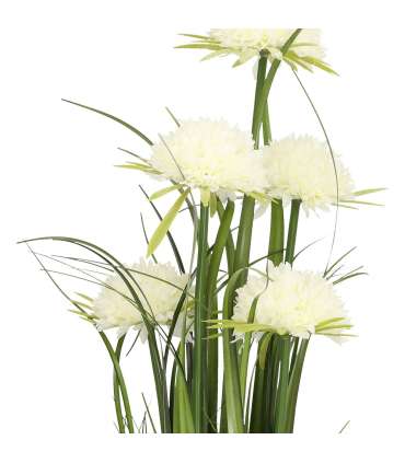 Kunstlill IN GARDEN H70cm, valge krüsanteem, rohukõrred potis