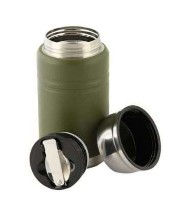 M-Tac UN-R02-750A Food thermos with foldable stainless steel spoon, 750 ml, olive green