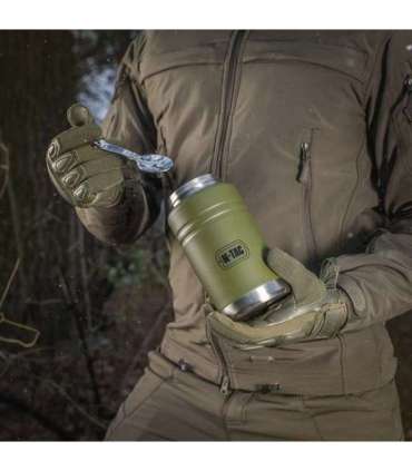 M-Tac UN-R02-750A Food thermos with foldable stainless steel spoon, 750 ml, olive green