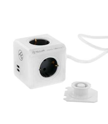 Tellur Power Cube Extended, Power strip 4 Outlets + 2xUSB ports, 1.5m cable white