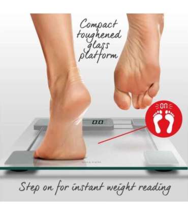 Salter 9081 SV3R Toughened Glass Compact Electronic Bathroom Scale