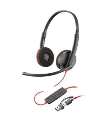 HP Poly Blackwire 3220 Stereo USB-C Headset +USB-C/A Adapter