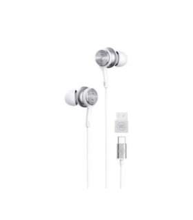 Maxell XC1 USB-C wired headphones with USB-A adapter white