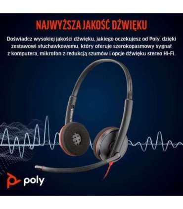 Poly Blackwire 3220 Stereo USB-C Headset +USB-C/A Adapter (Bulk)