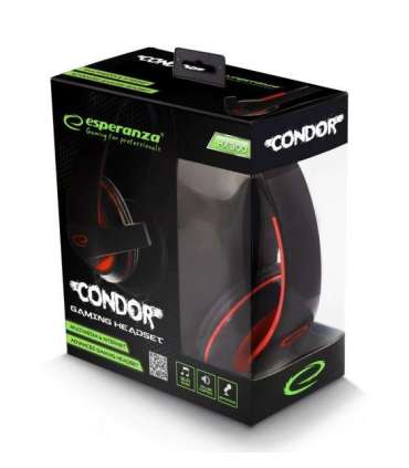 Esperanza EGH300R Headset Wired Head-band Gaming Black, Red