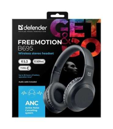 HEADPHONES DEFENDER BLUETOOTH FREEMOTION B695 ANC BALCK