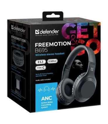 HEADPHONES DEFENDER BLUETOOTH FREEMOTION B695 ANC BALCK