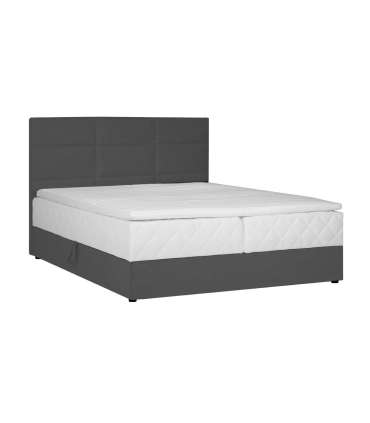 Kontinentaalvoodi LEVI 160x200cm, madratsiga, tumehall, 163x210xH114,5cm