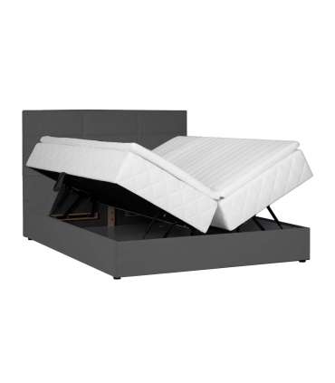 Kontinentaalvoodi LEVI 160x200cm, madratsiga, tumehall, 163x210xH114,5cm