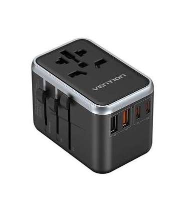 Vention FJFB0 GaN 2xUSB-C 2xUSB-A Universal Travel Adapter 65W (black)