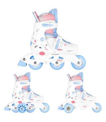NJ1190 3-in-1 komplekt – inline/quad rulluisud, valge, suurus XS (26–29), Nils Fun