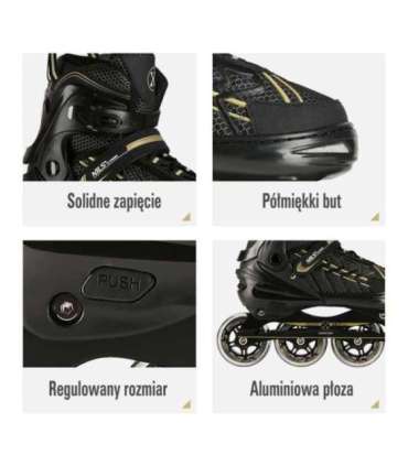 NA1128 чёрно-золотые инлайн-ролики размер XL (43-45) Nils Extreme