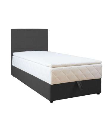 Kontinentaalvoodi LEVI 90x200cm, madratsiga, tumehall, 93x210xH114,5cm