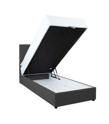 Kontinentaalvoodi LEVI 90x200cm, madratsiga, tumehall, 93x210xH114,5cm