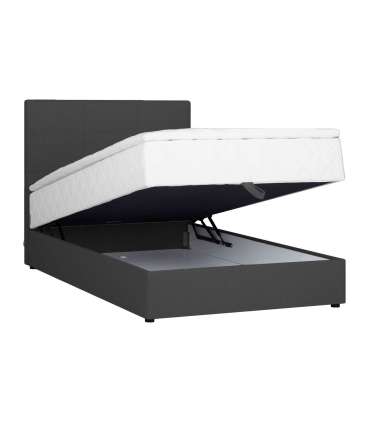 Kontinentaalvoodi LEVI 140x200cm, madratsiga, tumehall, 143x210xH114,5cm