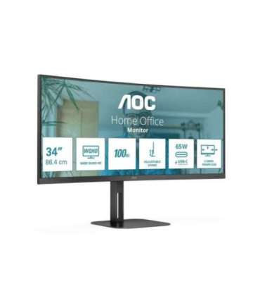 AOC V5 CU34V5C/BK LED display 86.4 cm (34") 3440 x 1440 pixels Wide Quad HD Black
