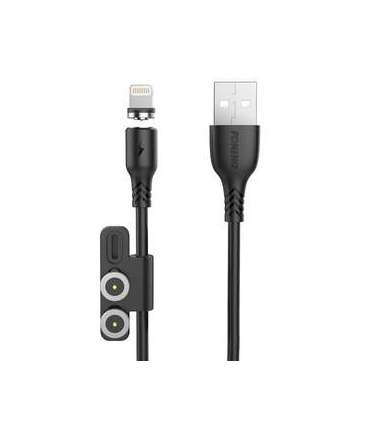 Foneng X62 Magnetic 3in1 USB to USB-C / Lightning / Micro USB Cable, 2.4A, 1m (Black)