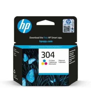 HP 304 Tri-color Ink Cartridge, 100 pages, for HP DeskJet 2620,2630,2632,2633,3720,3730,3732,3735