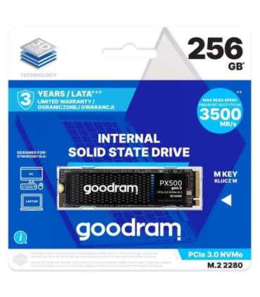 Goodram PX500 GEN.3 SSDPR-PX500-256-80-G3 internal solid state drive 256 GB M.2 PCI Express 3.0 NVMe 3D NAND