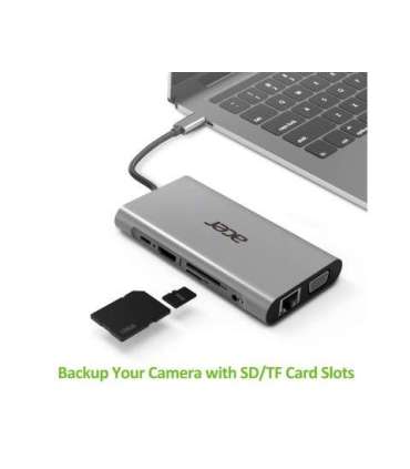Acer HP.DSCAB.002 laptop dock/port replicator USB 3.2 Gen 1 (3.1 Gen 1) Type-C Silver