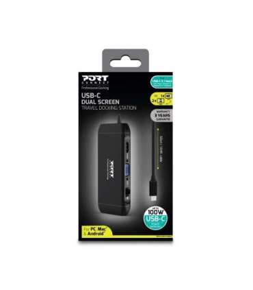 Port Designs 901913 interface hub USB 2.0 Type-C 5000 Mbit/s Black