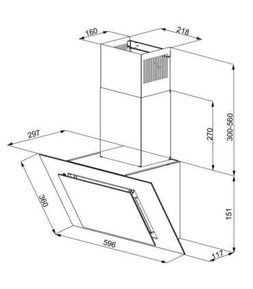 Vertical Eco Duo Glass Wall-mounted chimney hood Black
