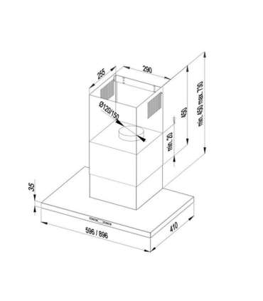 Wall-mounted chimney kitchen hood MAAN Siena Soft 60 305 m3/h, Black
